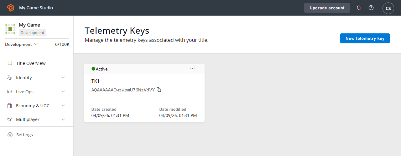 New telemetry key