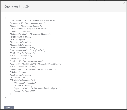 Données JSON brutes de l’événement