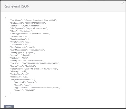 Données JSON brutes de l’événement