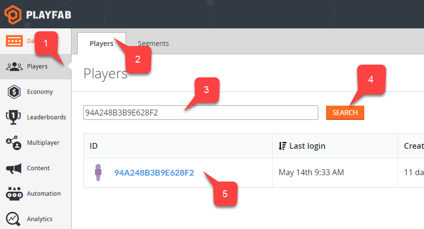 Game Manager - Players - Búsqueda por identificador de jugador