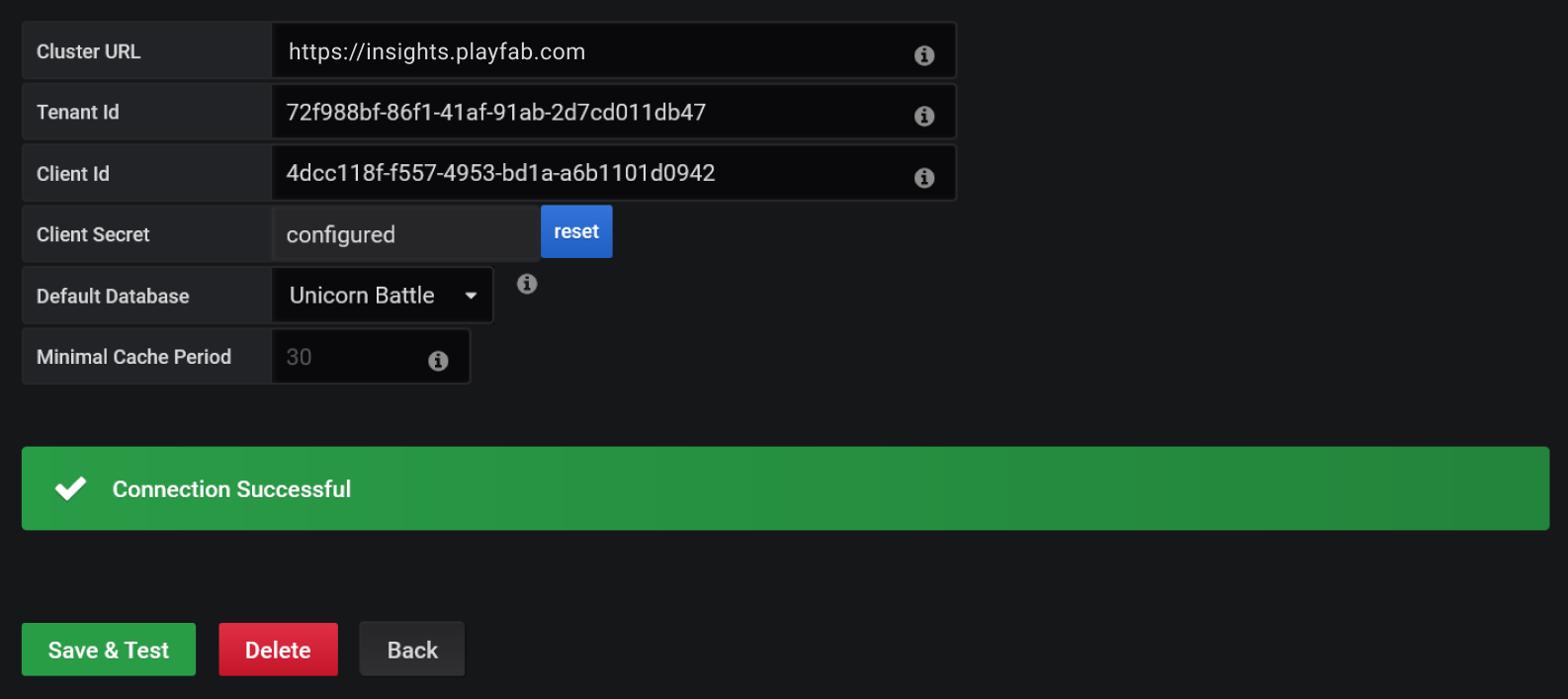 Grafana データ ソースの構成