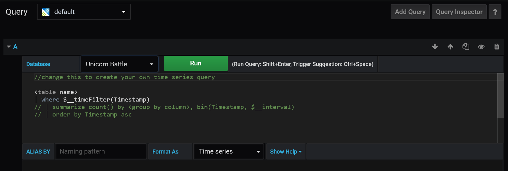 Grafana 新しいクエリ