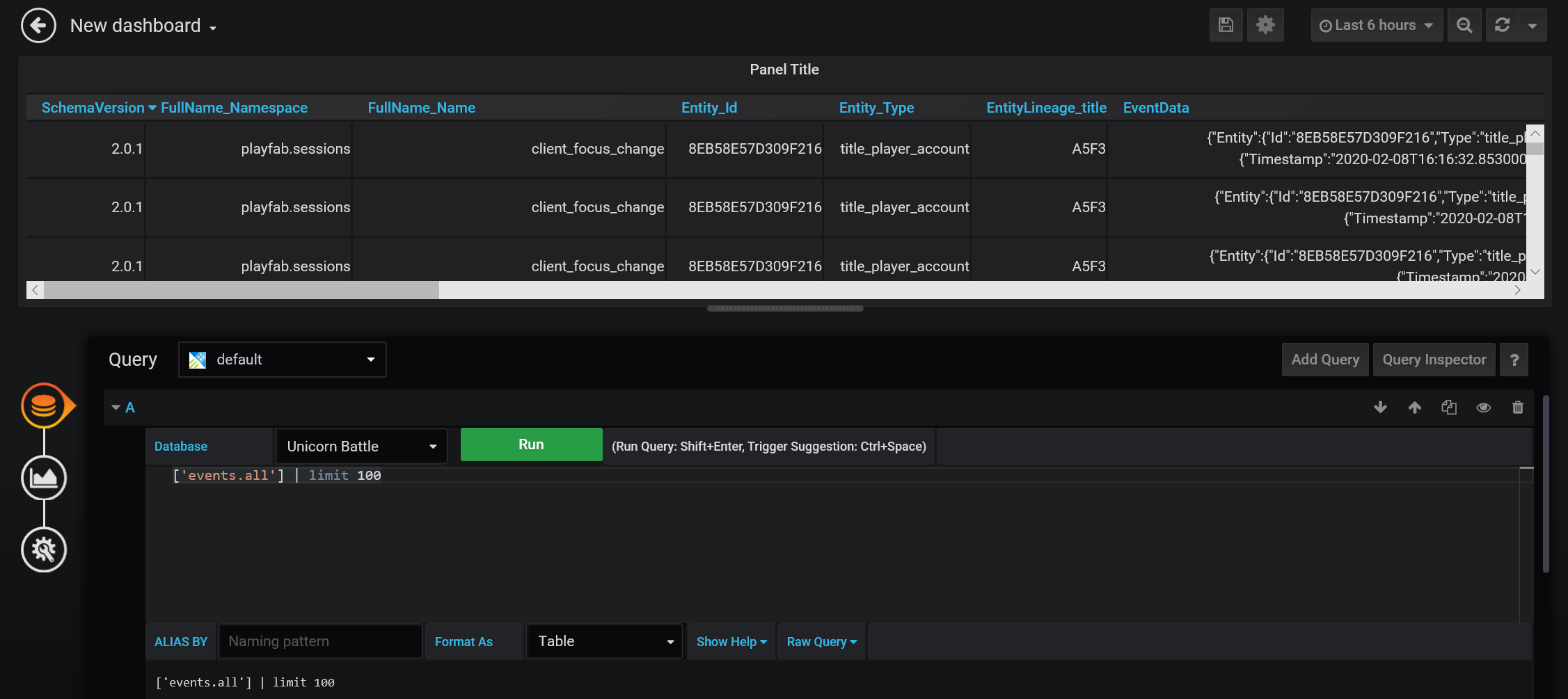 Grafana クエリを実行