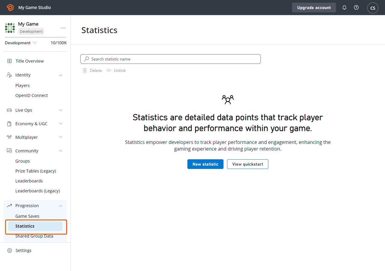 PlayFab 统计数据添加统计数据