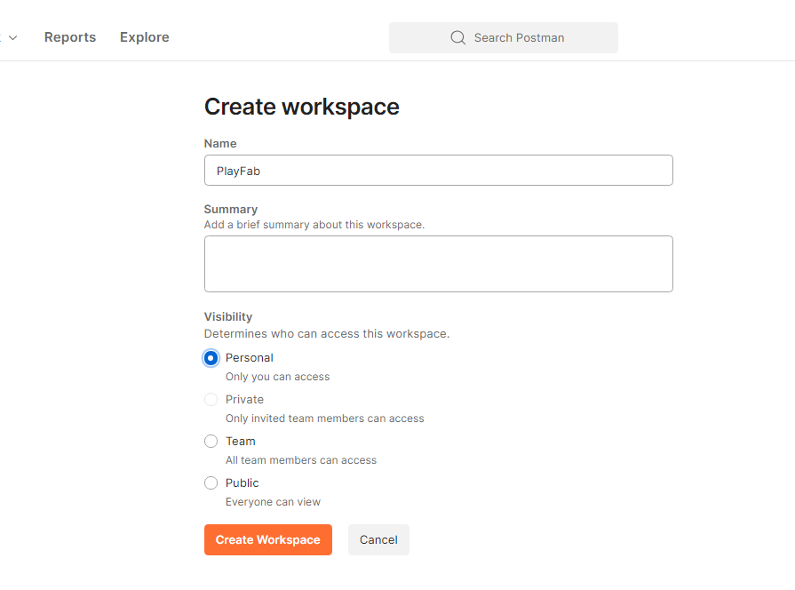 Postman - Créer un espace de travail