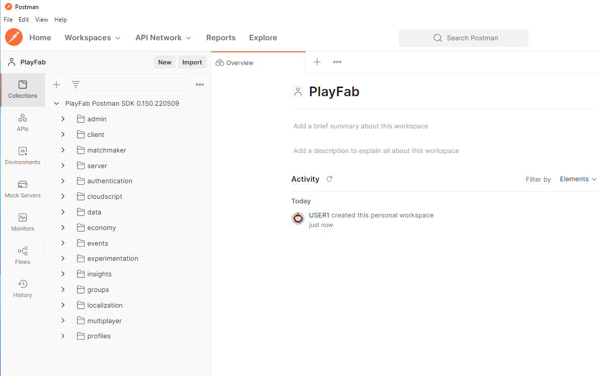 Postman - Collection PlayFab