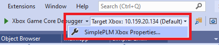 Visual Studio の Target Device ドロップダウン