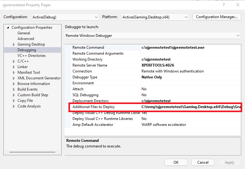 Déploiement de MicrosoftGame.config et d'autres fichiers dans le scénario de PC distant
