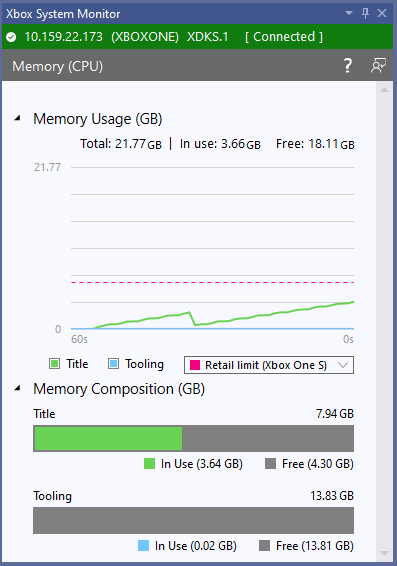 Screenshot that shows retail memory limits