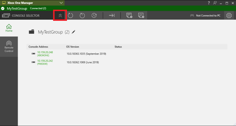 Console Selector 中的 Show 列表按钮