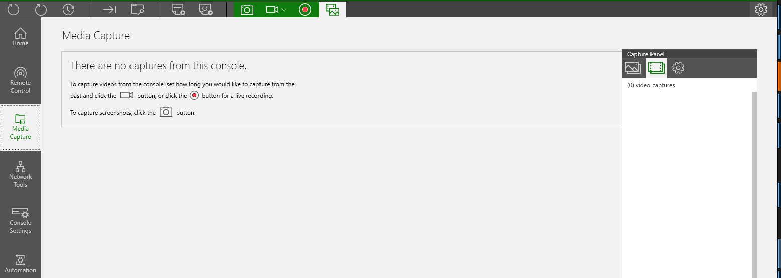 XBOX Manager 中 Media Capture 选项卡的截图