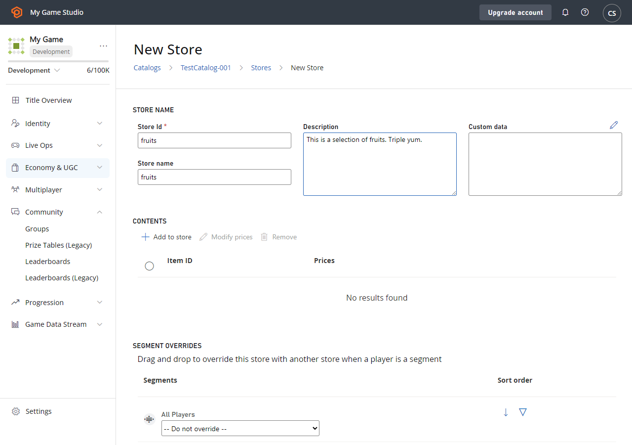 Economy - Catalogs - Stores - New Store