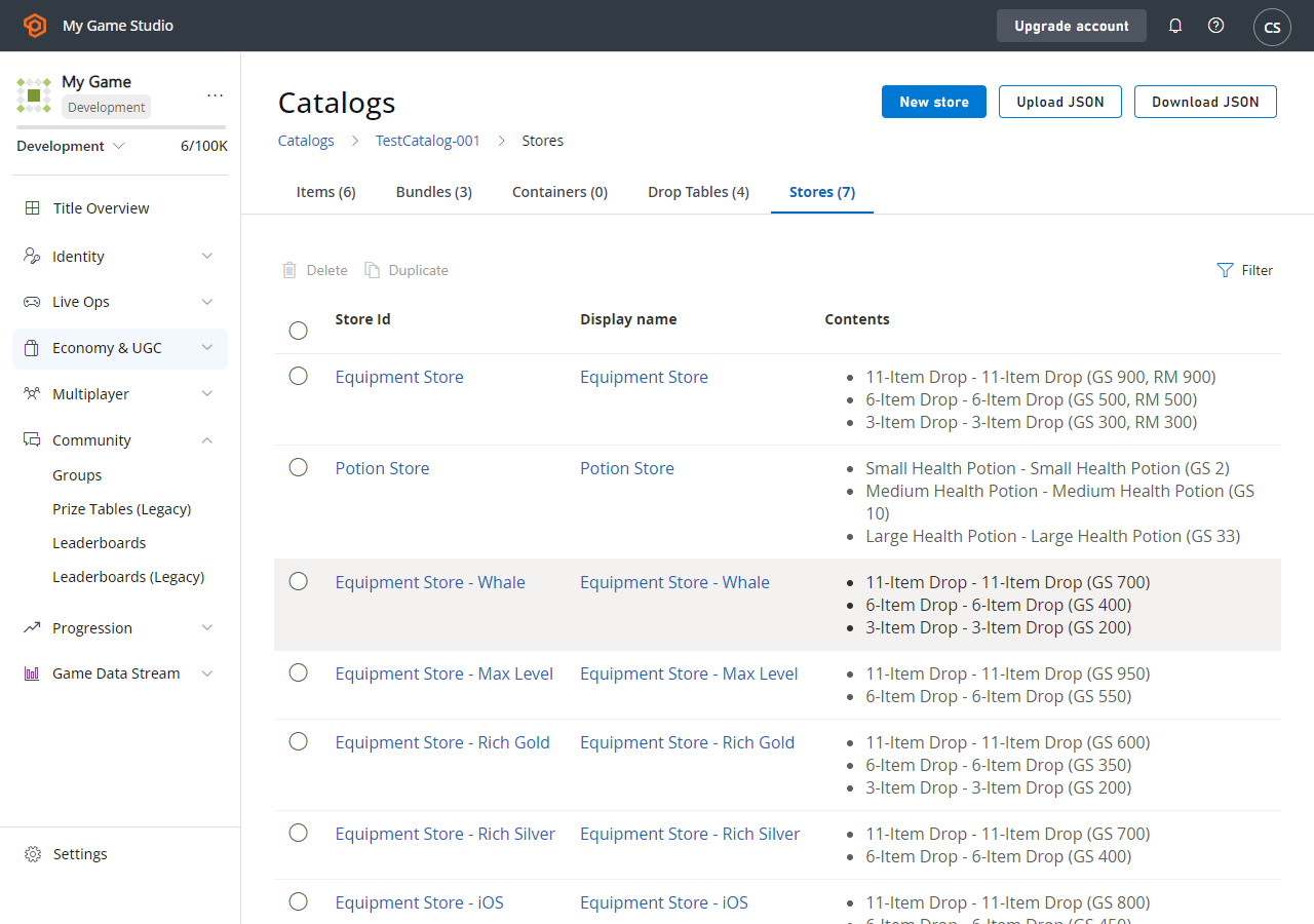 Game Manager/Economy/Catalogs/Stores