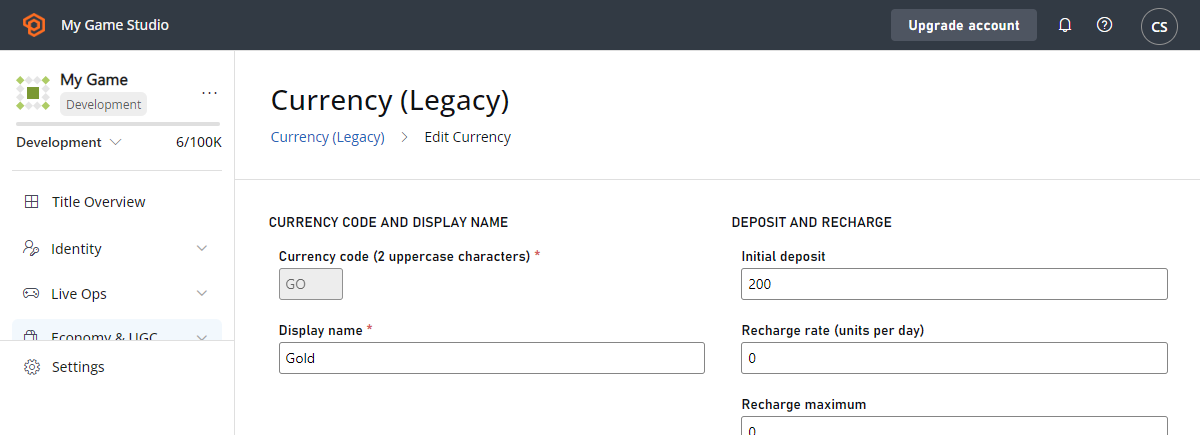 Game Manager - Economy - Currency - Editar moneda