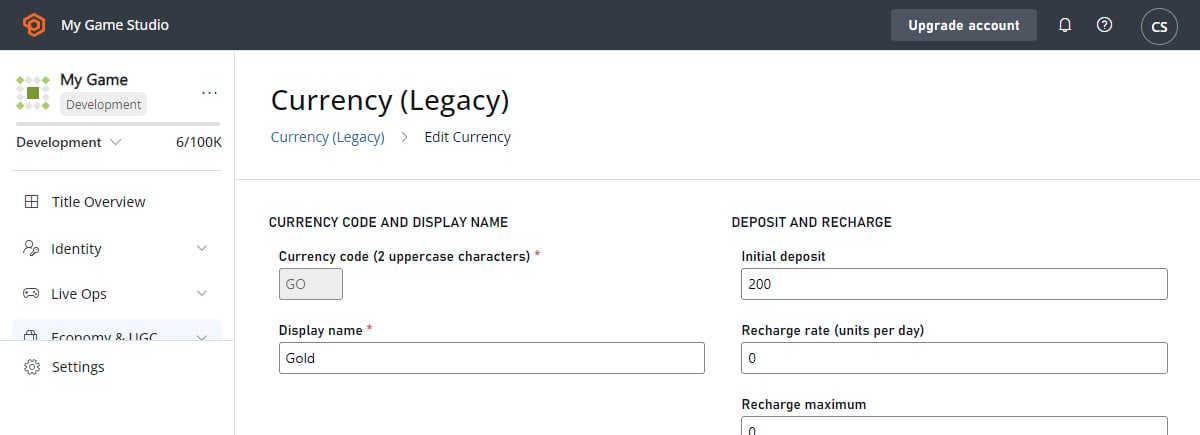 Game Manager - Economy - Currency - Edit Currency