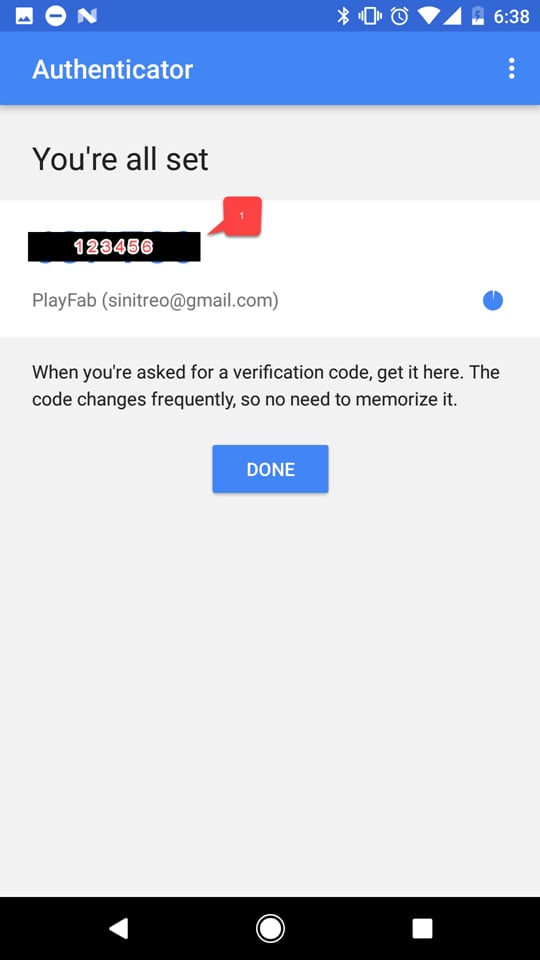 Google - Authenticator - Confirmar código de verificação