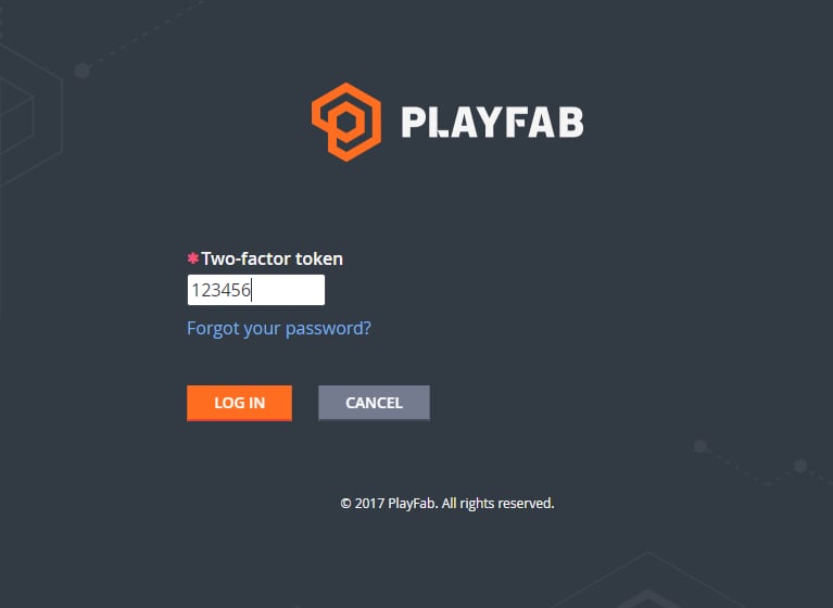 PlayFab - Inserir token de dois fatores