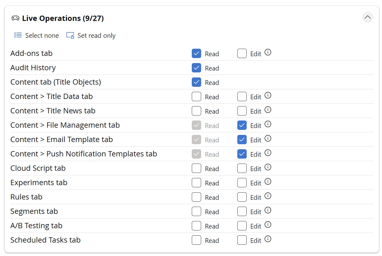 screenshot of the Configure permissions section showing permission groups