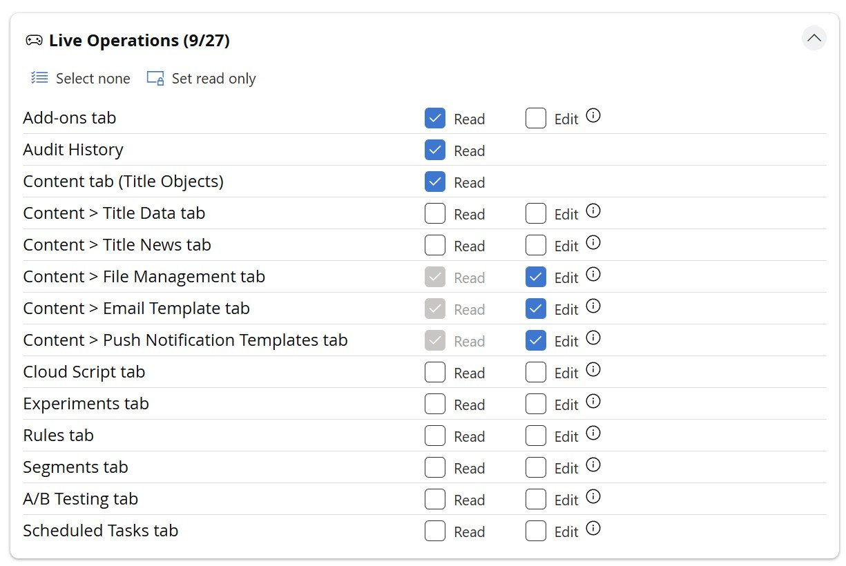 권한 그룹을 보여주는 Configure permissions 섹션 스크린샷