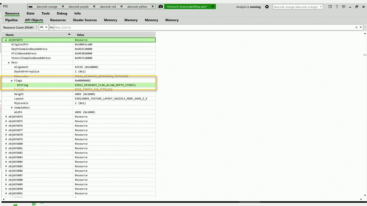 Vue API Objects de PIX et l'indicateur de compatibilité de texture