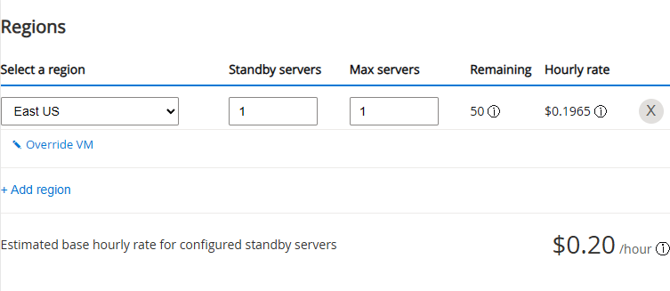 Definir os valores de região de um novo build usando o Game Manager