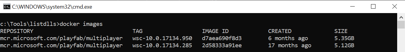docker images 출력