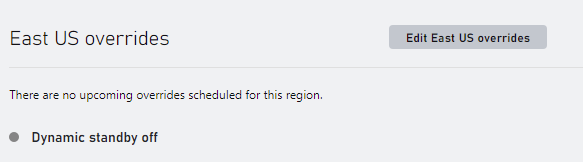 Remplacement de région avec Dynamic Standby désactivé