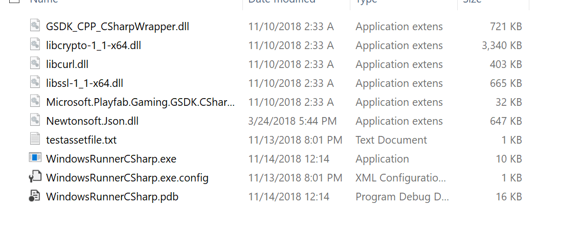 Sortie de l'exemple GSDK