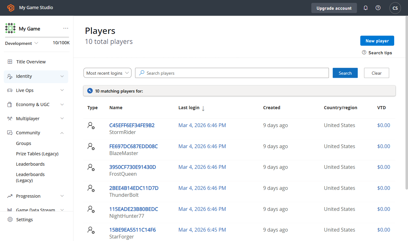 Game Manager - Acceso a los detalles del jugador