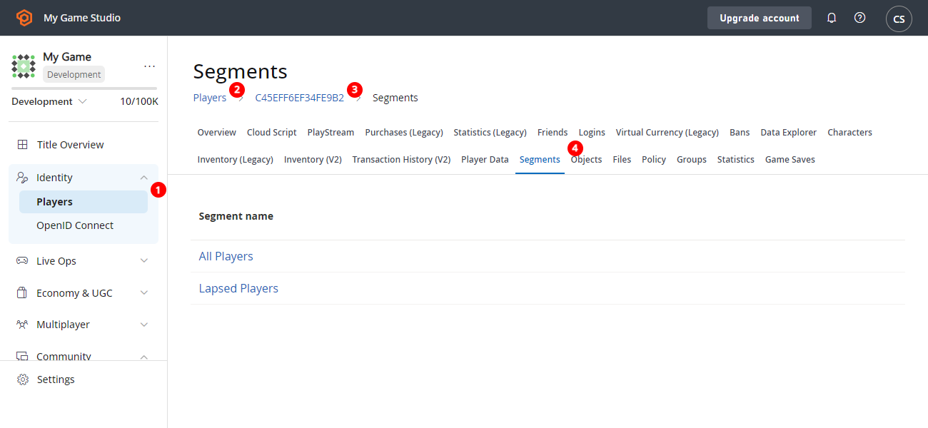 Game Manager - players - access segments