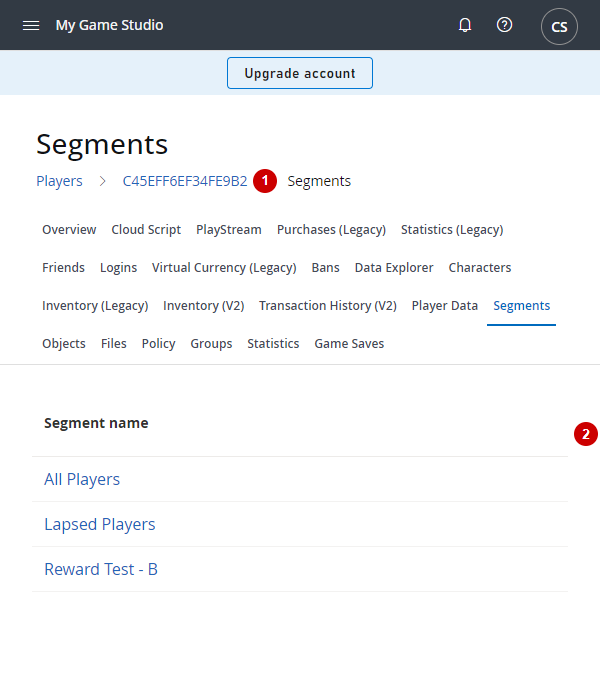 Game Manager - Players - Access Segments