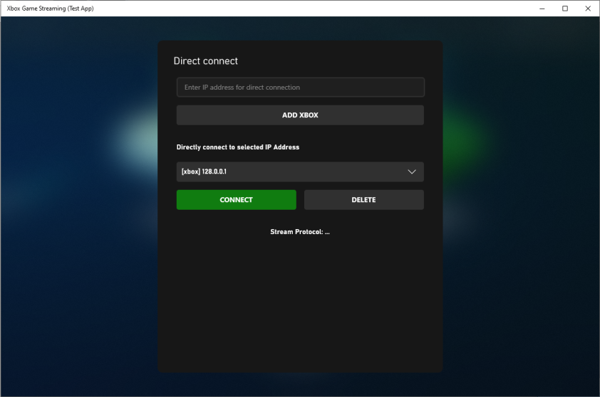 Captura de pantalla del panel de conexión directa en la CTA de Windows