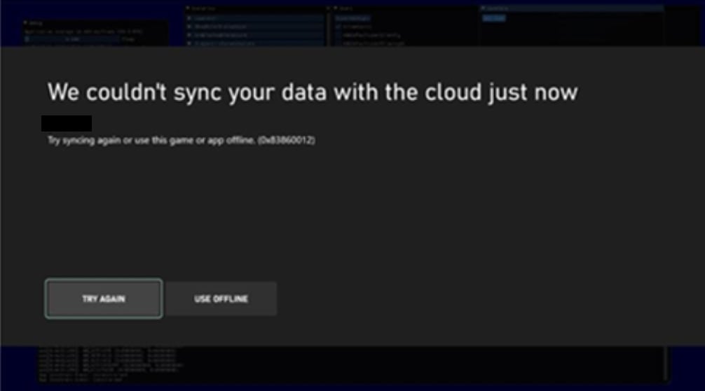 Failed network sync dialog.