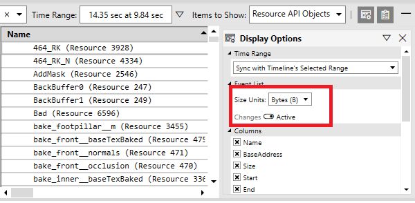 Resource API Objects 與 Heap API Objects 的 Display Options