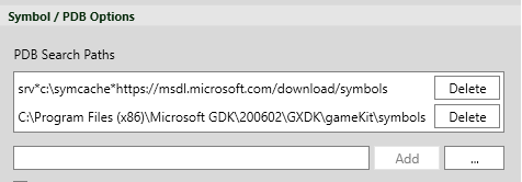 Configuration des symboles du Game OS dans PIX