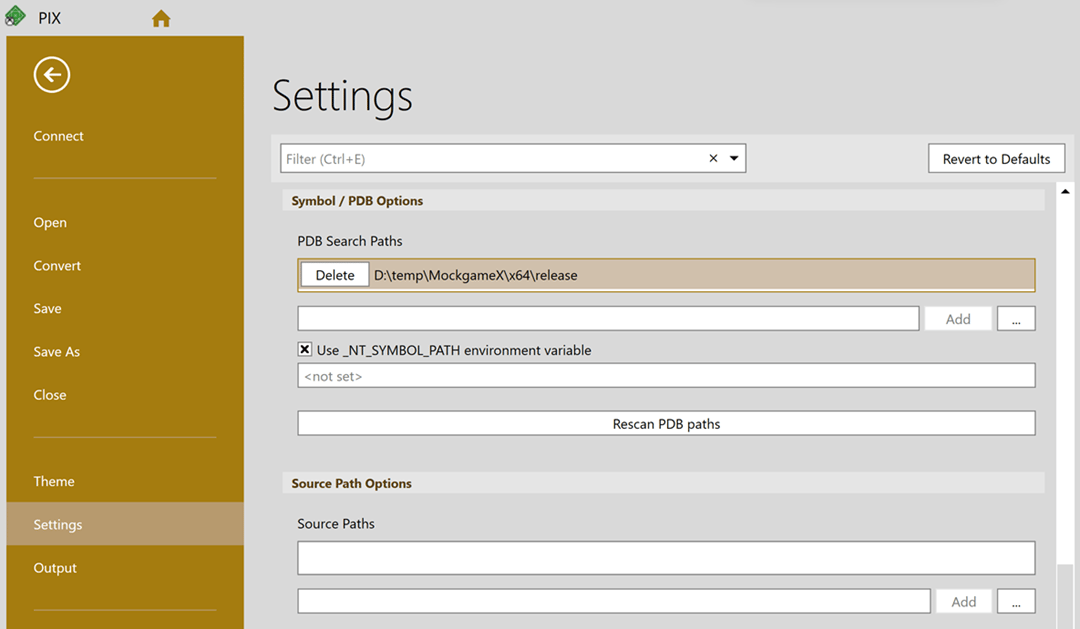 Page Settings de PIX