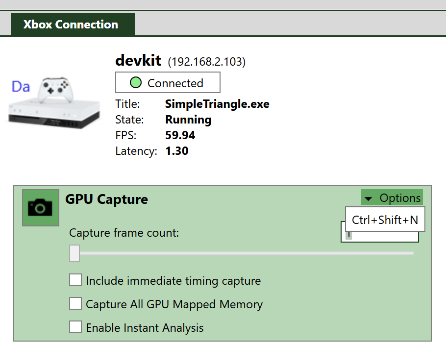 GPU 擷取的選項