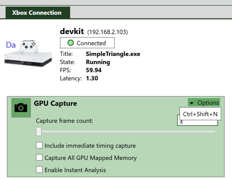 GPU 擷取的選項