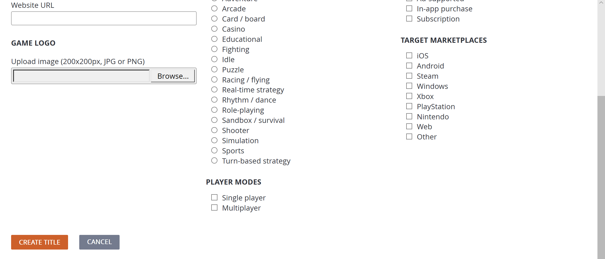 Game Manager - Crear un nuevo juego
