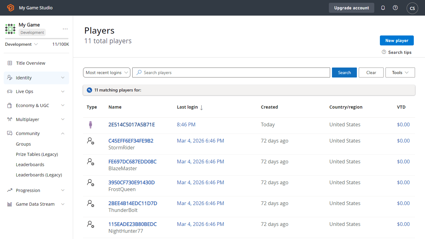 Game Manager - Players Tab