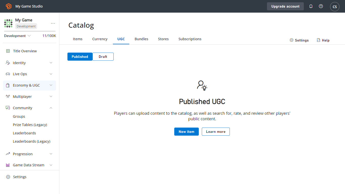 Página de inicio de UGC