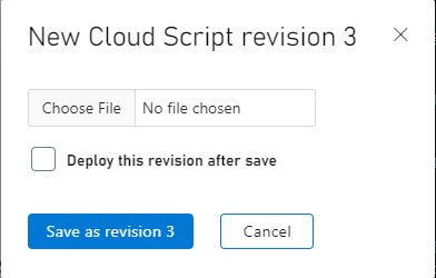 Game Manager - Upload CloudScript file