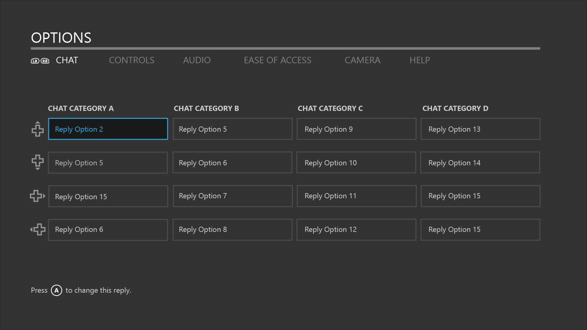 Options menu - chat