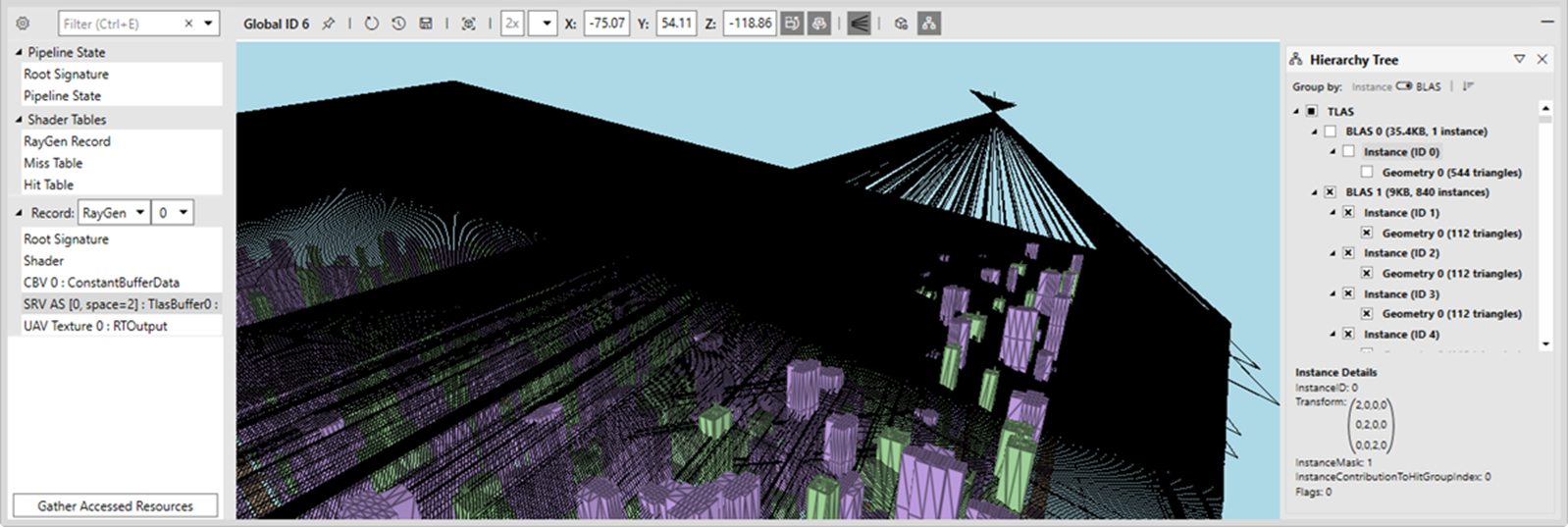 Acceleration Structure Viewer de PIX on Windows