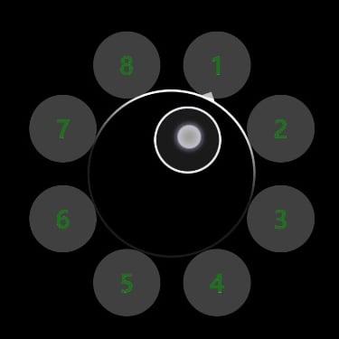 Roue avec un joystick dans l'emplacement intérieur et des boutons personnalisés dans chaque emplacement extérieur