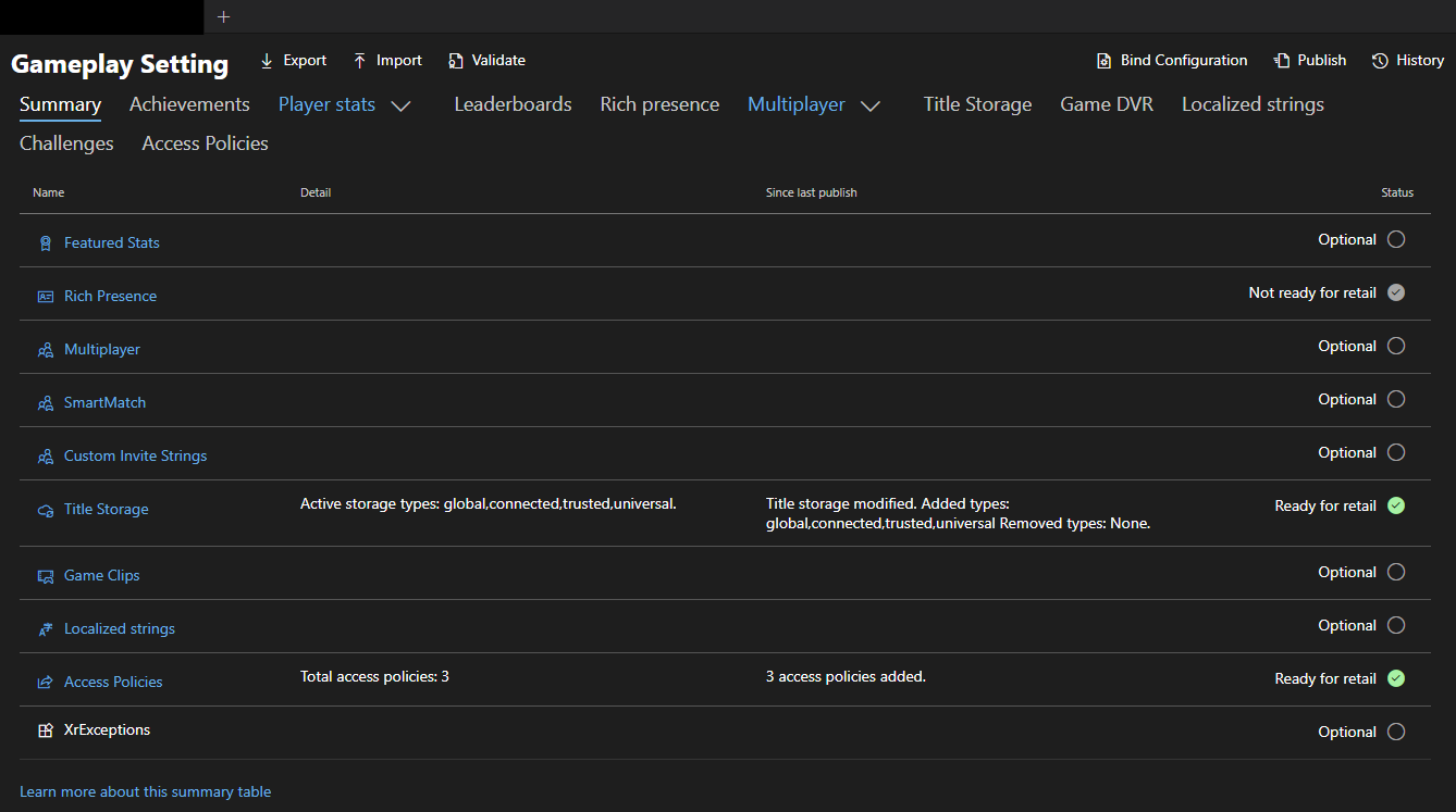 Partner Center の Bind Configuration ボタンのスクリーンショット
