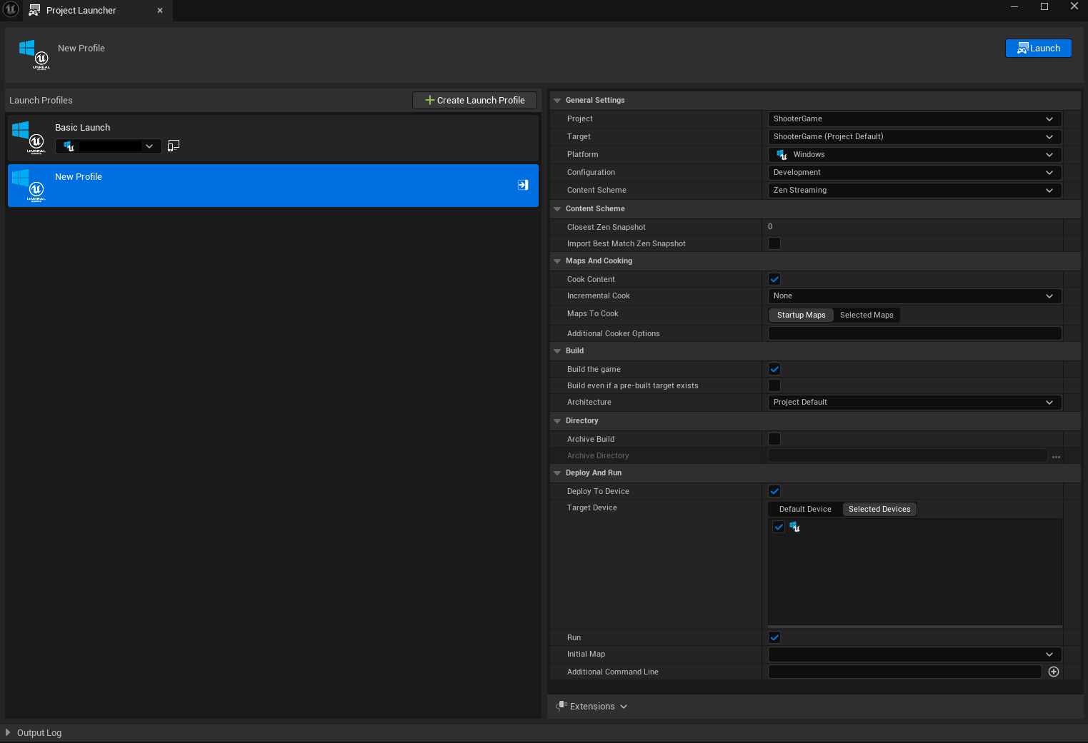 Example Project Launcher profile.