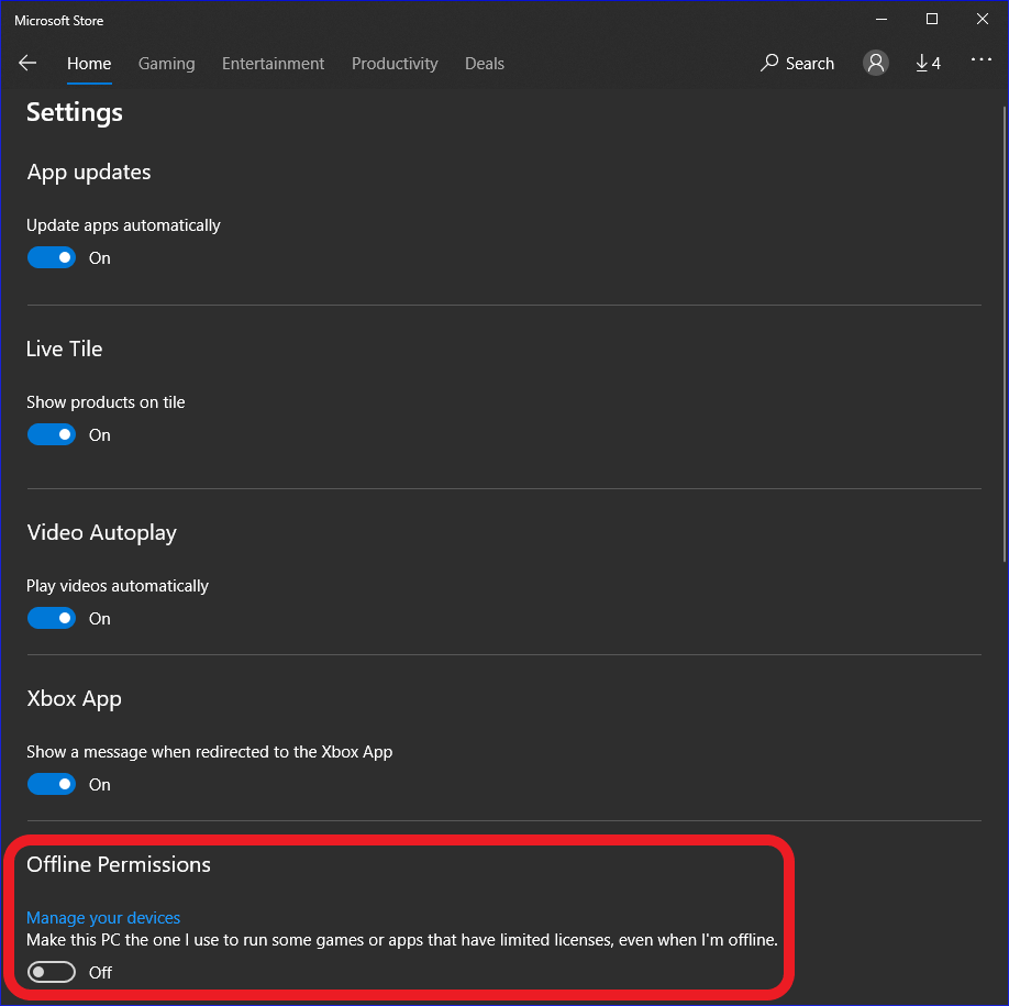 Microsoft Store 离线权限截图
