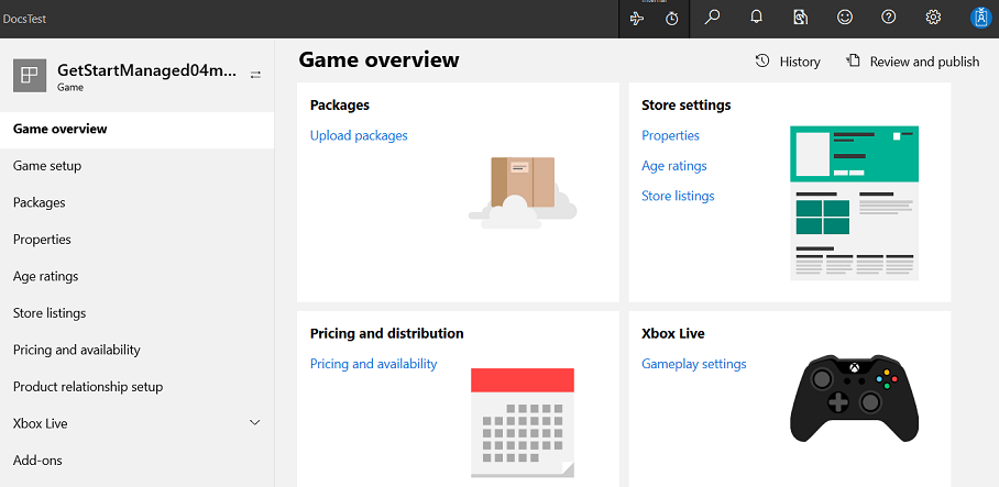La página "Game overview"