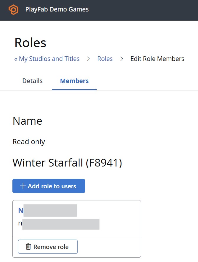 screenshot of the Members tab on a role